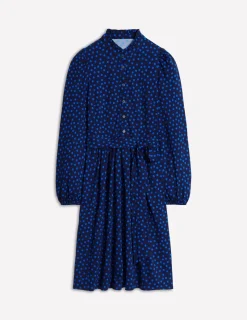 Dresses & Jumpsuits | Short-Boden Willow Frill Short Shirt Dress-French Navy, Abstract Dot FrenchNavy,AbstractDot