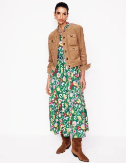 Dresses & Jumpsuits | Midi-Boden Willow Tiered Jersey Dress-Forest Grass, Flourishing Vine ForestGrass,FlourishingVine