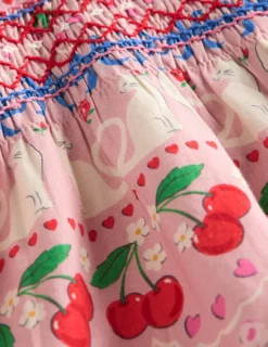 Dresses-Boden Woven Party Dress-Pink Valentines Bunnies PinkValentinesBunnies