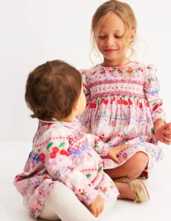 Dresses-Boden Woven Party Dress-Pink Valentines Bunnies PinkValentinesBunnies